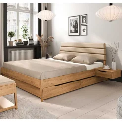 Sale Wohnen Bett mit Nachtkonsolen aus Wildeiche - Grenadys (dreiteilig)
