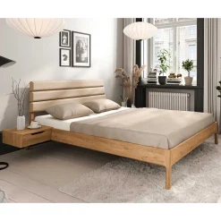 Sale Wohnen Bett mit Nachtkonsolen aus Wildeiche - Grenadys (dreiteilig)
