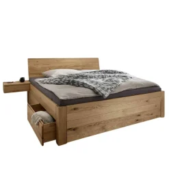 Discount Wohnen Bett mit vier Schubladen aus Wildeiche - Zennian (dreiteilig)