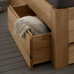 Discount Wohnen Bett mit vier Schubladen aus Wildeiche - Zennian (dreiteilig)