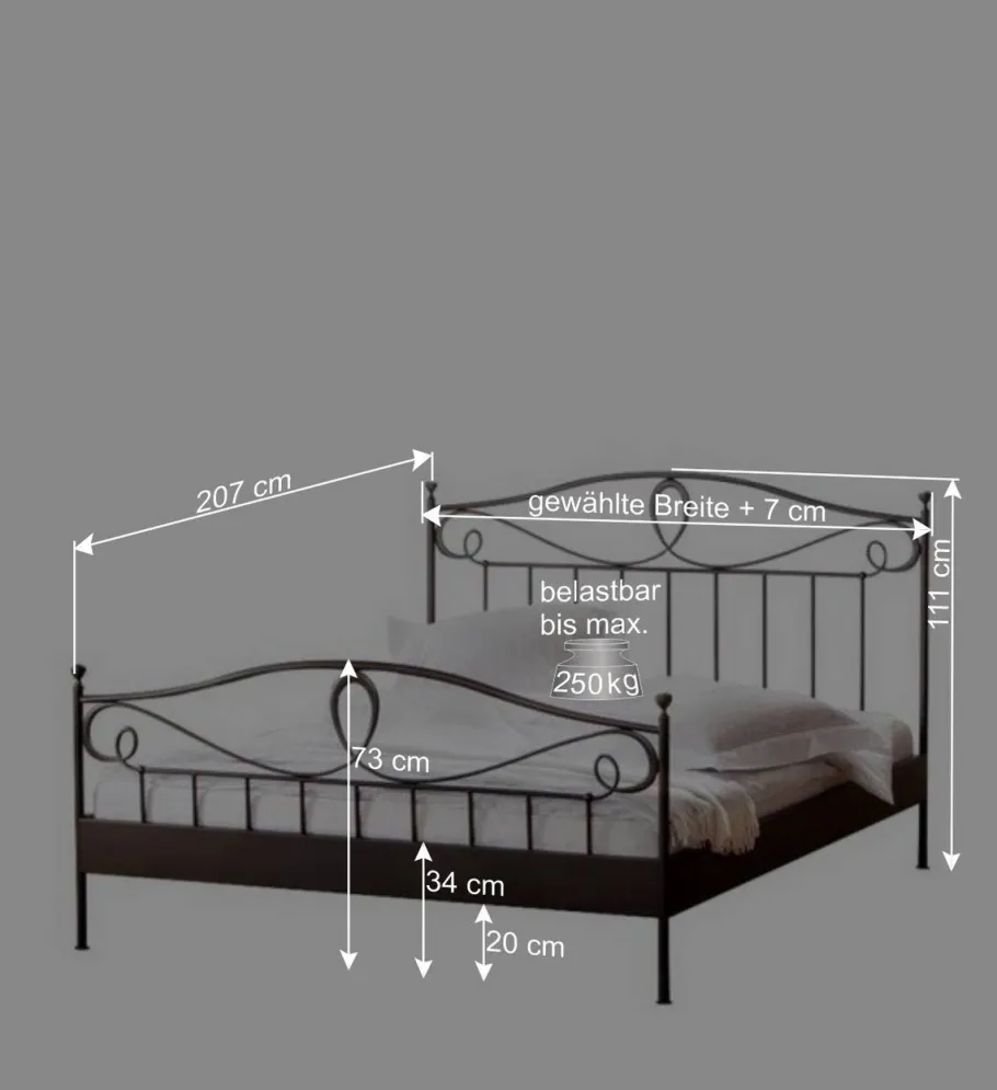 Outlet Wohnen Bett Oscar aus Eisen