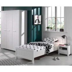 Online Wohnen Bett und Nachtkommode und Schrank Set - Ellen