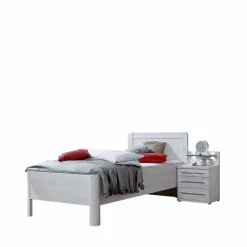 Hot Wohnen Bett und Nachtschrank Arneta in Weiß (zweiteilig)