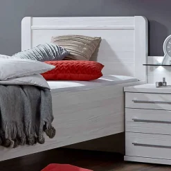 Hot Wohnen Bett und Nachtschrank Arneta in Weiß (zweiteilig)