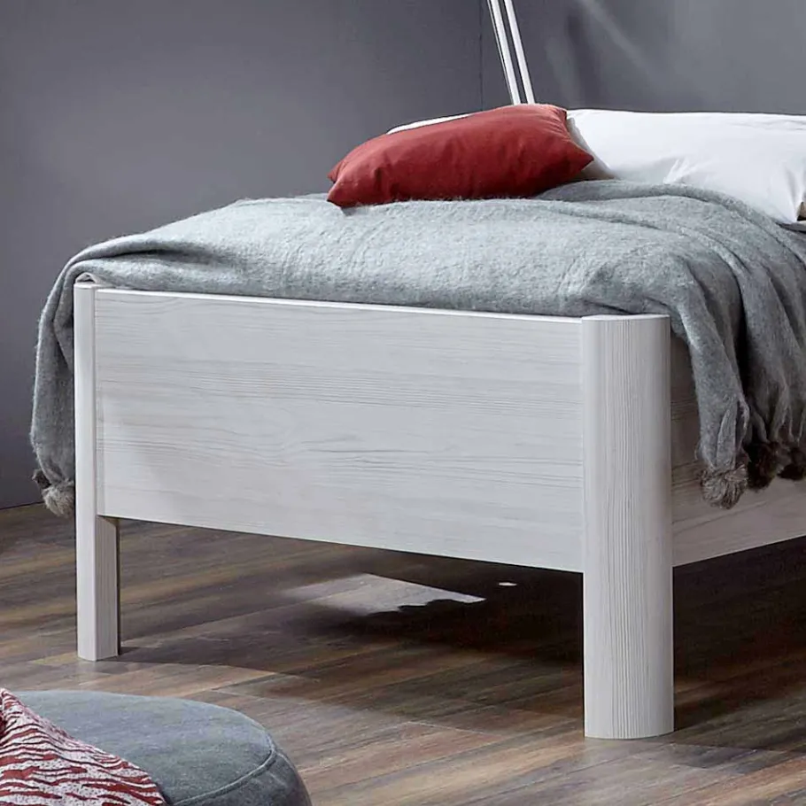 Hot Wohnen Bett und Nachtschrank Arneta in Weiß (zweiteilig)