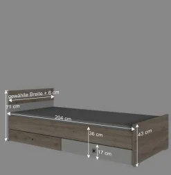 Hot Wohnen Bettgestell in Eiche San Remo Dekor & Weiß - Abrud