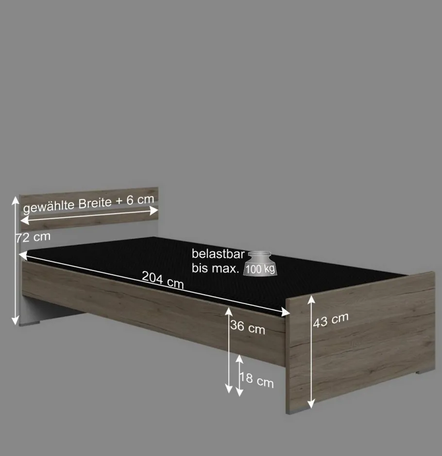 Discount Wohnen Bettgestell in Holzoptik Eiche San Remo - Folio