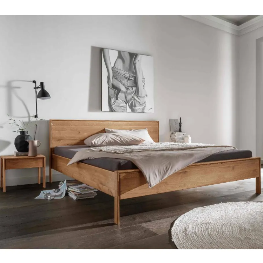New Wohnen Bettgestell und Nachtkommoden aus Holz - Waving (dreiteilig)