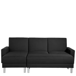 Best Wohnen Bettsofa mit Hocker in Schwarz mit Chrom - Farella (zweiteilig)
