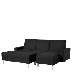 Best Wohnen Bettsofa mit Hocker in Schwarz mit Chrom - Farella (zweiteilig)