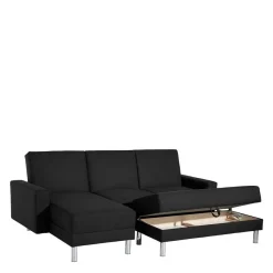 Best Wohnen Bettsofa mit Hocker in Schwarz mit Chrom - Farella (zweiteilig)