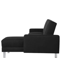 Best Wohnen Bettsofa mit Hocker in Schwarz mit Chrom - Farella (zweiteilig)