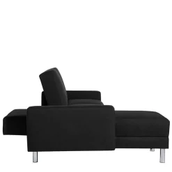 Best Wohnen Bettsofa mit Hocker in Schwarz mit Chrom - Farella (zweiteilig)