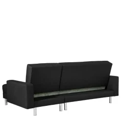 Best Wohnen Bettsofa mit Hocker in Schwarz mit Chrom - Farella (zweiteilig)