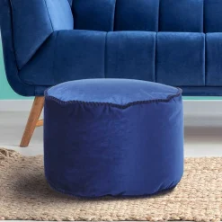 Hot Wohnen Blauer Samt Pouf in runder Form - Briotova