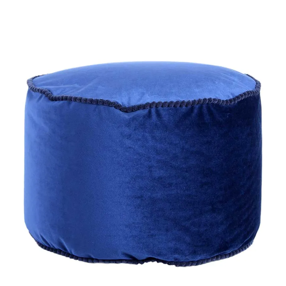 Hot Wohnen Blauer Samt Pouf in runder Form - Briotova