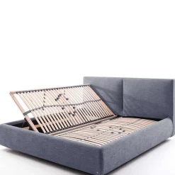 Discount Wohnen Blaues Polsterbett komplett mit Matratzen TTF - Sunset