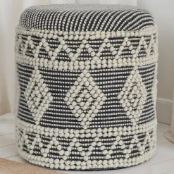 Clearance Wohnen Boho Polsterhocker aus Wolle Webstoff - Fiodor