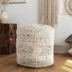 Best Wohnen Boho Sitzhocker in Cremeweiß - Gloria