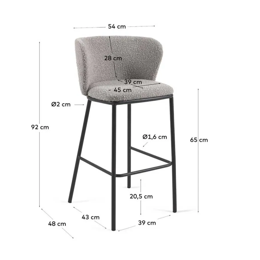 Wohnen Boucle Barstühle mit 65 cm Sitzhöhe - Lucaz (2er Set)