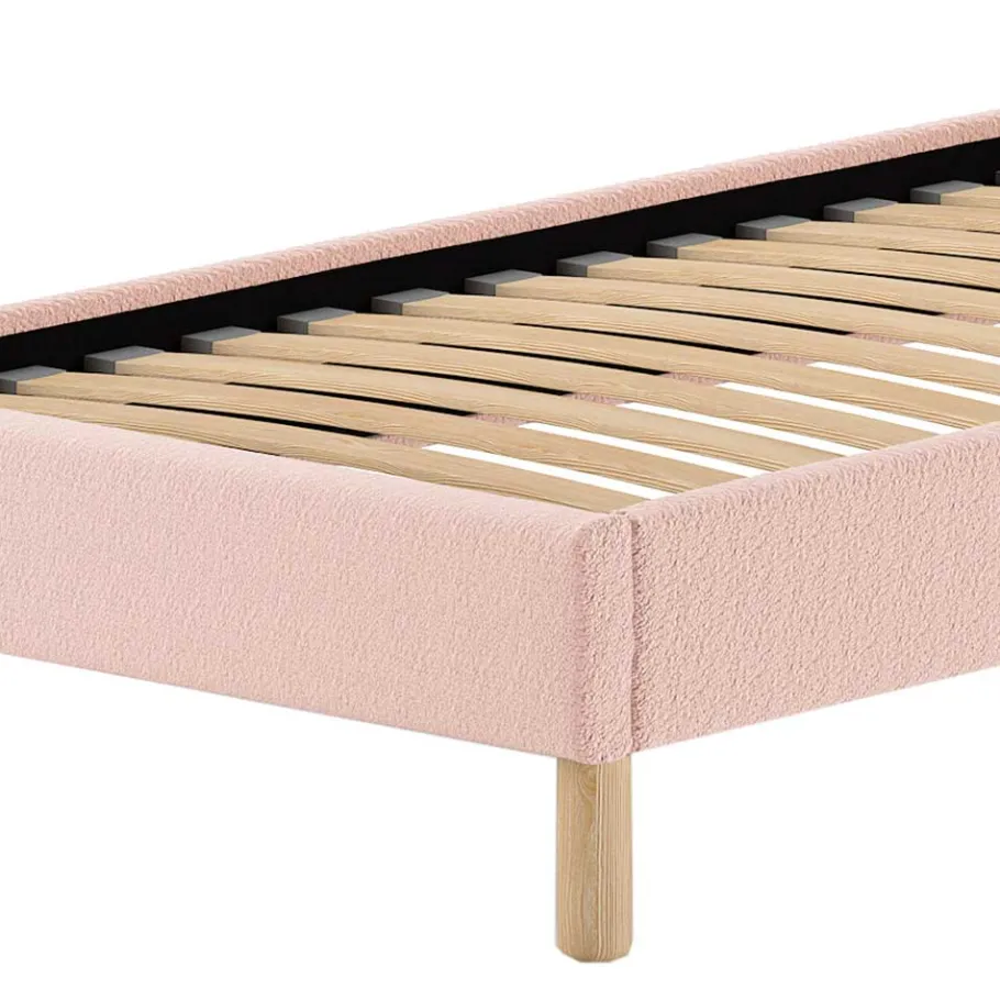 Online Wohnen Boucle Einzelbett in Rosa mit Natur - Skylab