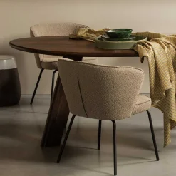 Outlet Wohnen Boucle Esszimmerstühle in Beige - Tiniant (2er Set)