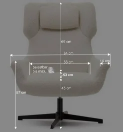 Wohnen Boucle Polstersessel mit Drehgestell - Cacillo