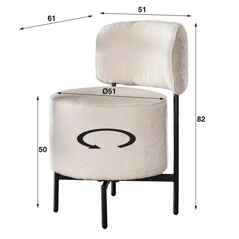 New Wohnen Boucle Polsterstuhl in Weiß - Tondo