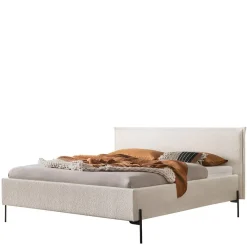 Online Wohnen Boucle Stoffbett in Creme Weiß - Fontana