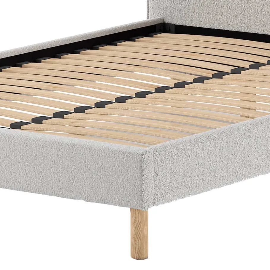 Clearance Wohnen Boucle Stoffbett in Grau und Natur - Skylab