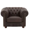 Discount Wohnen Brauner Chesterfieldsessel mit Lederbezug - Pluna