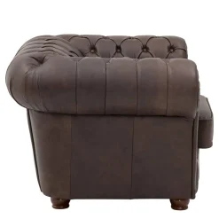 Discount Wohnen Brauner Chesterfieldsessel mit Lederbezug - Pluna