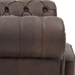 Discount Wohnen Brauner Chesterfieldsessel mit Lederbezug - Pluna