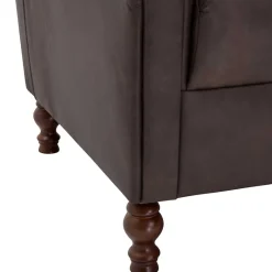 Online Wohnen Brauner Federkernsessel mit Lederbezug - Chesterfield - Esmea