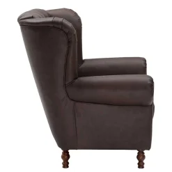 Online Wohnen Brauner Federkernsessel mit Lederbezug - Chesterfield - Esmea