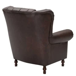 Online Wohnen Brauner Federkernsessel mit Lederbezug - Chesterfield - Esmea