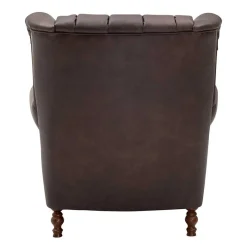Online Wohnen Brauner Federkernsessel mit Lederbezug - Chesterfield - Esmea