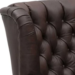 Online Wohnen Brauner Federkernsessel mit Lederbezug - Chesterfield - Esmea