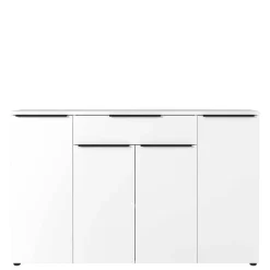 Online Wohnen Büro Highboard in Weiß mit schwarzen Griffen - Sparkle
