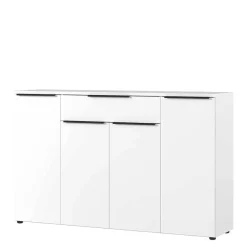 Online Wohnen Büro Highboard in Weiß mit schwarzen Griffen - Sparkle