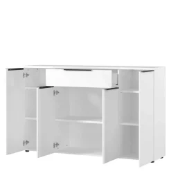 Online Wohnen Büro Highboard in Weiß mit schwarzen Griffen - Sparkle