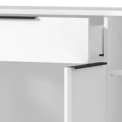Online Wohnen Büro Highboard in Weiß mit schwarzen Griffen - Sparkle