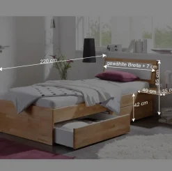 Online Wohnen Buche Massivholzbett Gulmez inklusive Bettkästen mit gedämpftem Selbsteinzug