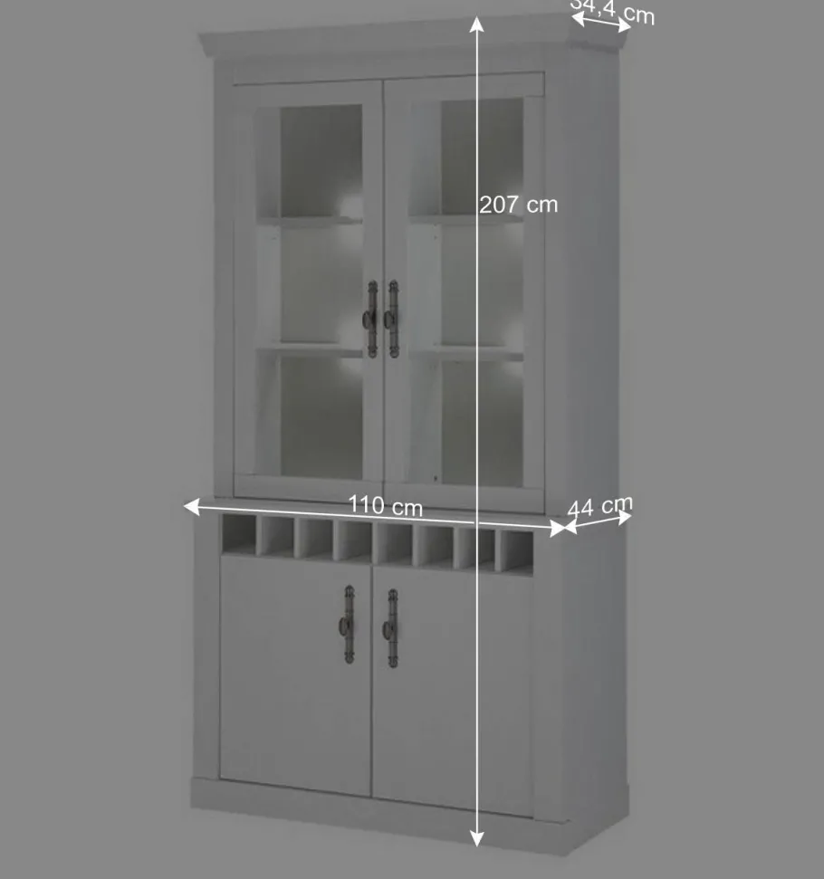 Wohnen Buffet Vitrine in weißer Holzoptik Pinie - Liancos