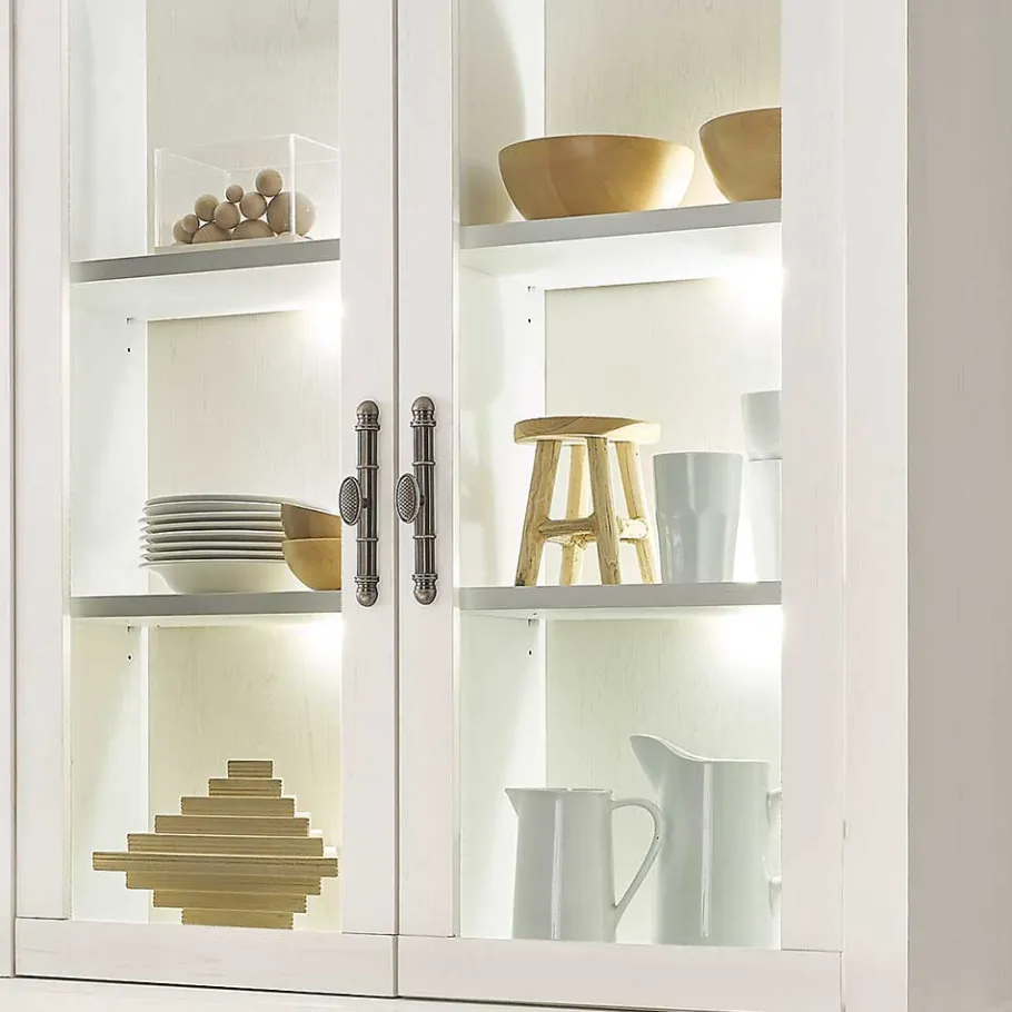 Wohnen Buffet Vitrine in weißer Holzoptik Pinie - Liancos