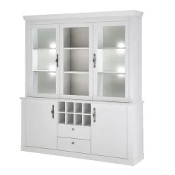 Outlet Wohnen Buffetschrank Vitrine in weißer Holzoptik Pinie - Liancos