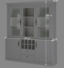 Outlet Wohnen Buffetschrank Vitrine in weißer Holzoptik Pinie - Liancos
