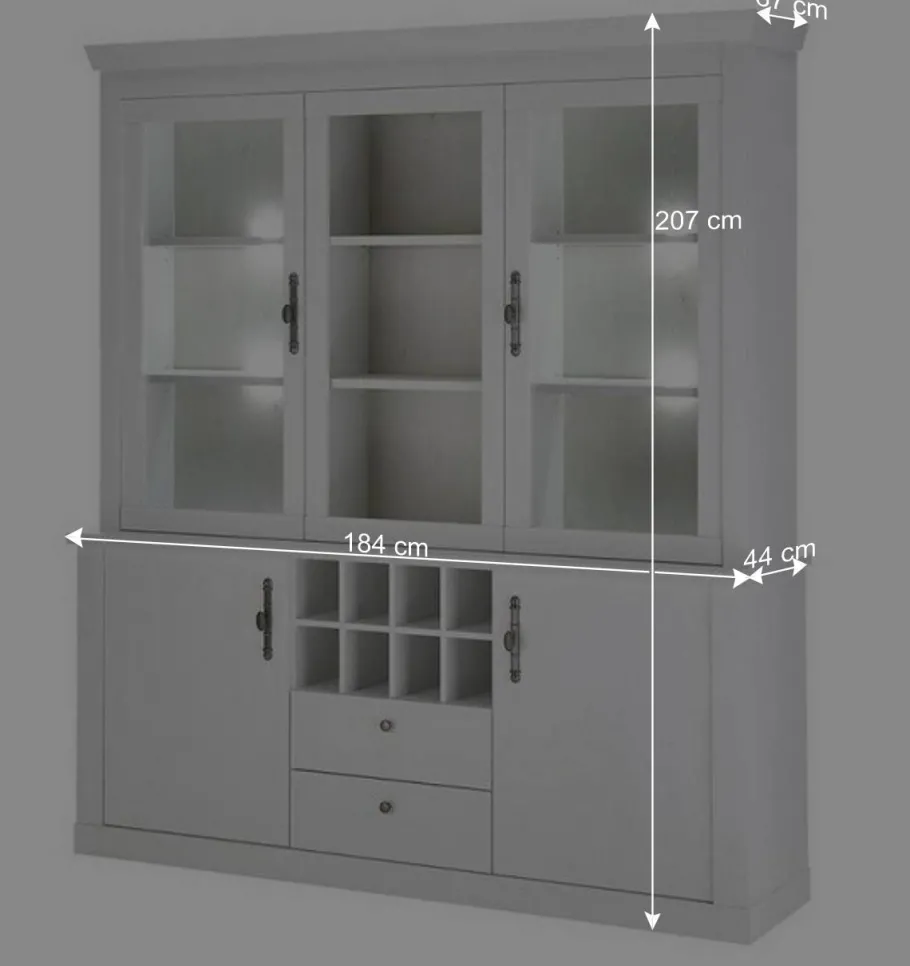 Outlet Wohnen Buffetschrank Vitrine in weißer Holzoptik Pinie - Liancos