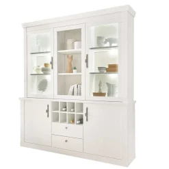 Outlet Wohnen Buffetschrank Vitrine in weißer Holzoptik Pinie - Liancos
