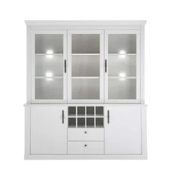 Outlet Wohnen Buffetschrank Vitrine in weißer Holzoptik Pinie - Liancos